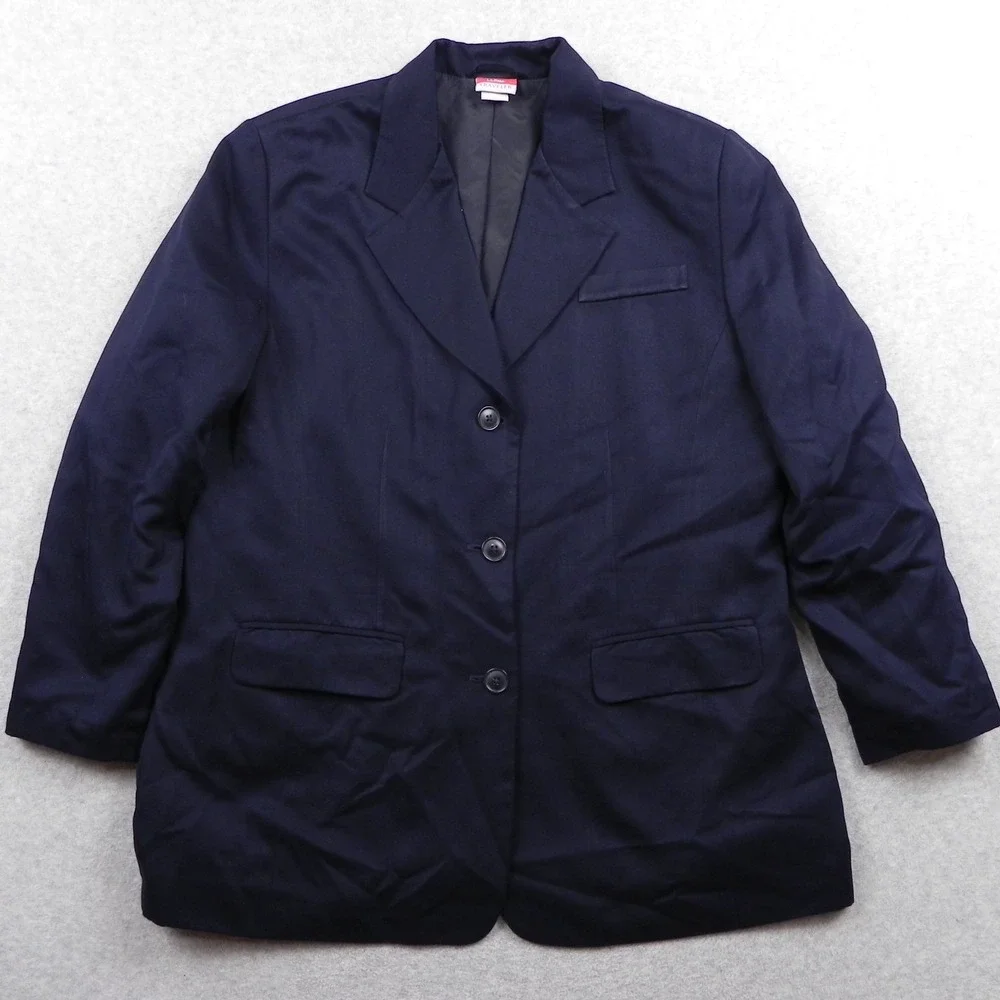 L.L. Bean Traveler Blazer Mens 44R 3-Button Suit Jacket Sport Coat Navy Blue